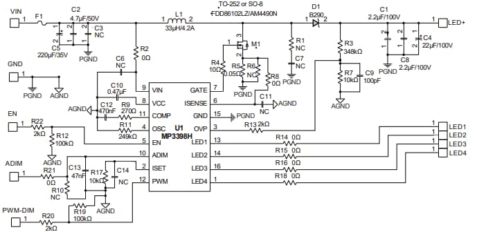 Schematic - Monolithic Power Systems (MPS) EV3398H-S-00A Evaluation Board